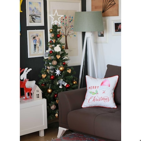 Homeroots Multi Color Merry Christmas Printed Decorative Throw Pillow Cover 18 x 18 in. 355302